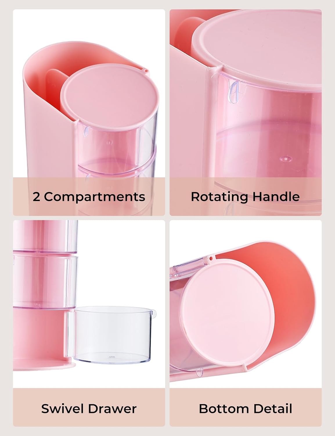 Hair Accessories Organizer with Hair Brush Holder,3 Rotatable Drawers