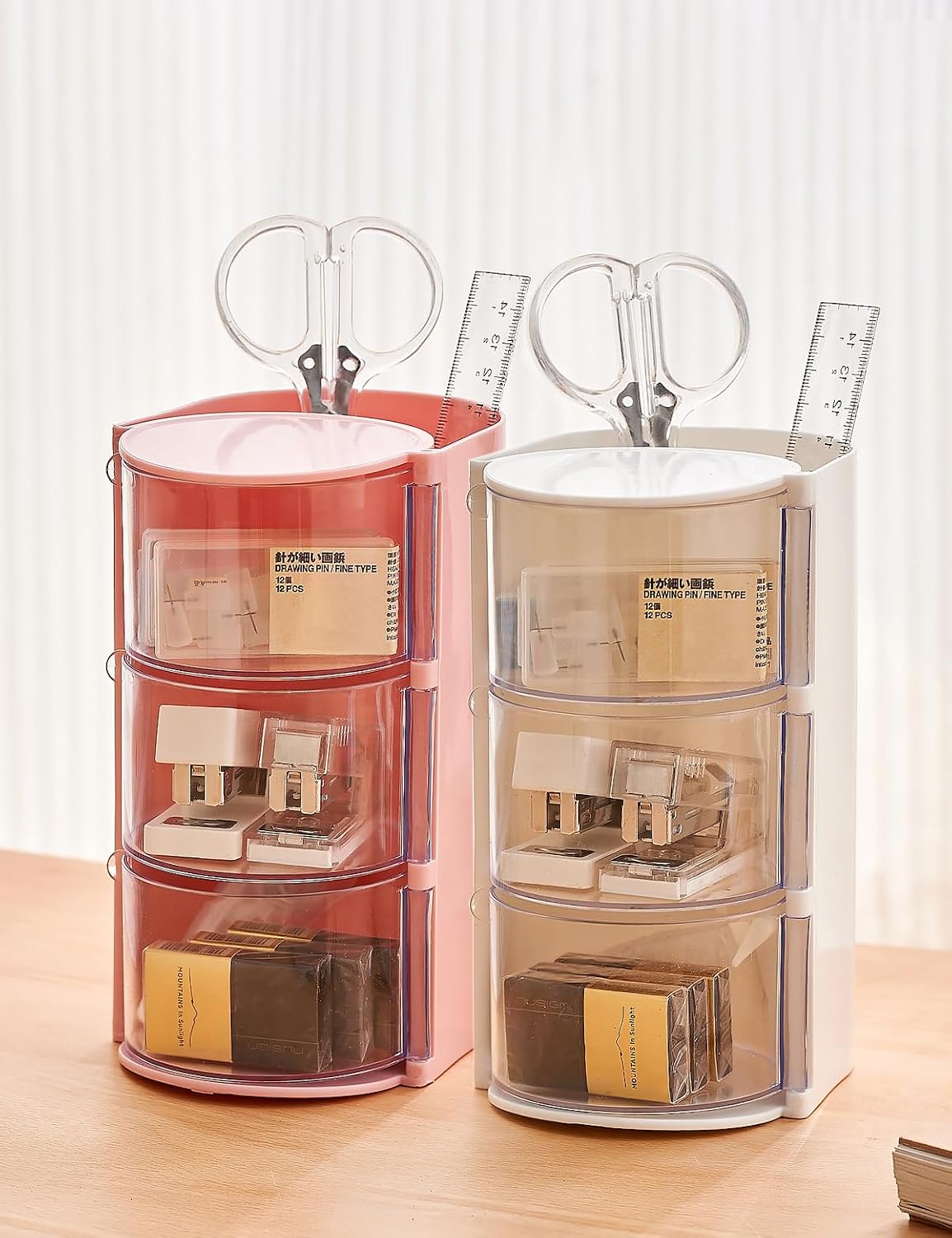 Hair Accessories Organizer with Hair Brush Holder,3 Rotatable Drawers