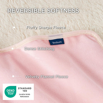 Bedsure Waterproof Dog Blankets for Extra Large Dogs - XL Cat Blanket Washable for Couch Protection, Sherpa Fleece Puppy Blanket, Soft Plush Reversible Throw Furniture Protector, 50"x60", Pink