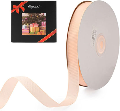 5/8" X 50 Yards Solid Peach Grosgrain Ribbon, Perfect for Crafts, Wedding Decor, DIY Hair Accessories, Sewing, Gift Package Wrapping and More