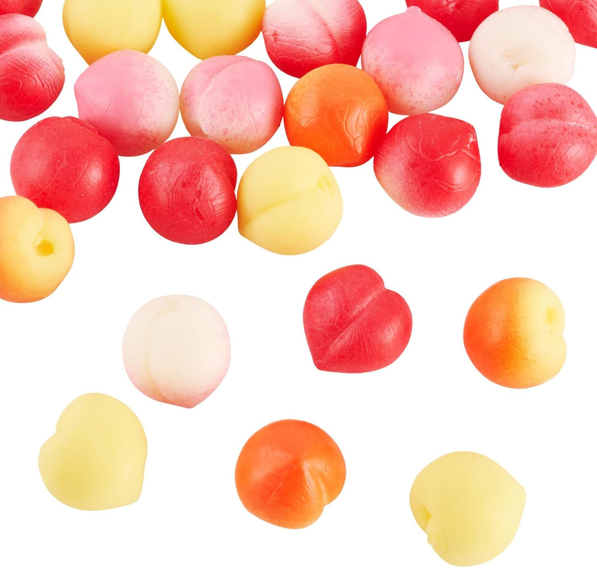 30pcs Tiny Peach Figurine Miniature Peaches Fake Peach Decoration Fruit Miniature Micro Landscape Garden Dollhouse Simulation Fruit for Home Kitchen Party Decoration 13mm
