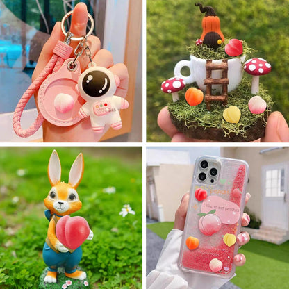 30pcs Tiny Peach Figurine Miniature Peaches Fake Peach Decoration Fruit Miniature Micro Landscape Garden Dollhouse Simulation Fruit for Home Kitchen Party Decoration 13mm