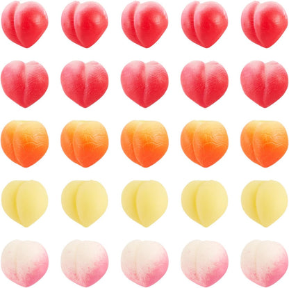 30pcs Tiny Peach Figurine Miniature Peaches Fake Peach Decoration Fruit Miniature Micro Landscape Garden Dollhouse Simulation Fruit for Home Kitchen Party Decoration 13mm