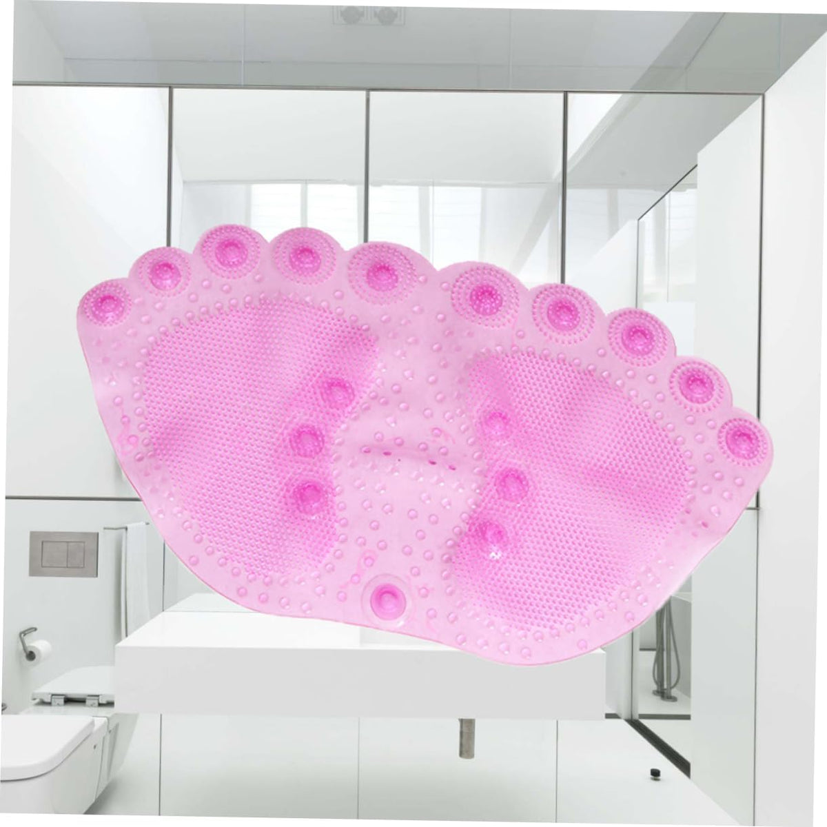 Pink PVC Bathroom Mat with Suction Cup Design for Floor Safety