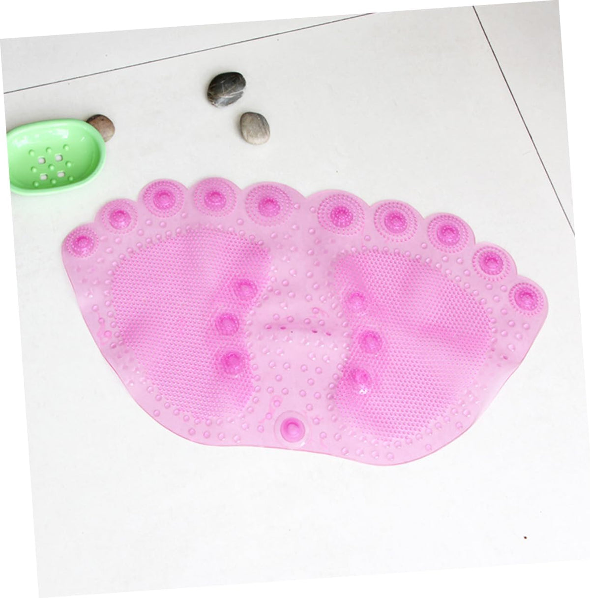 Pink PVC Bathroom Mat with Suction Cup Design for Floor Safety