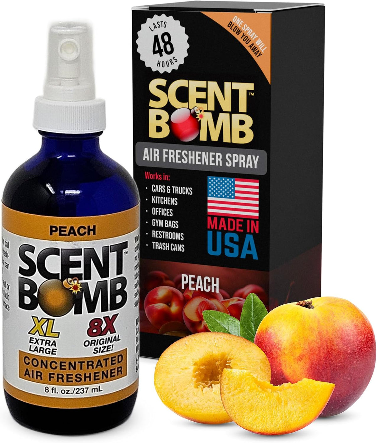 Spray, Long-Lasting Odor Eliminator for Home & Car, Effective Deodorizer Spray for Kitchen, Bathroom, Fresh Room Spray & Smell Neutralizer, Peach