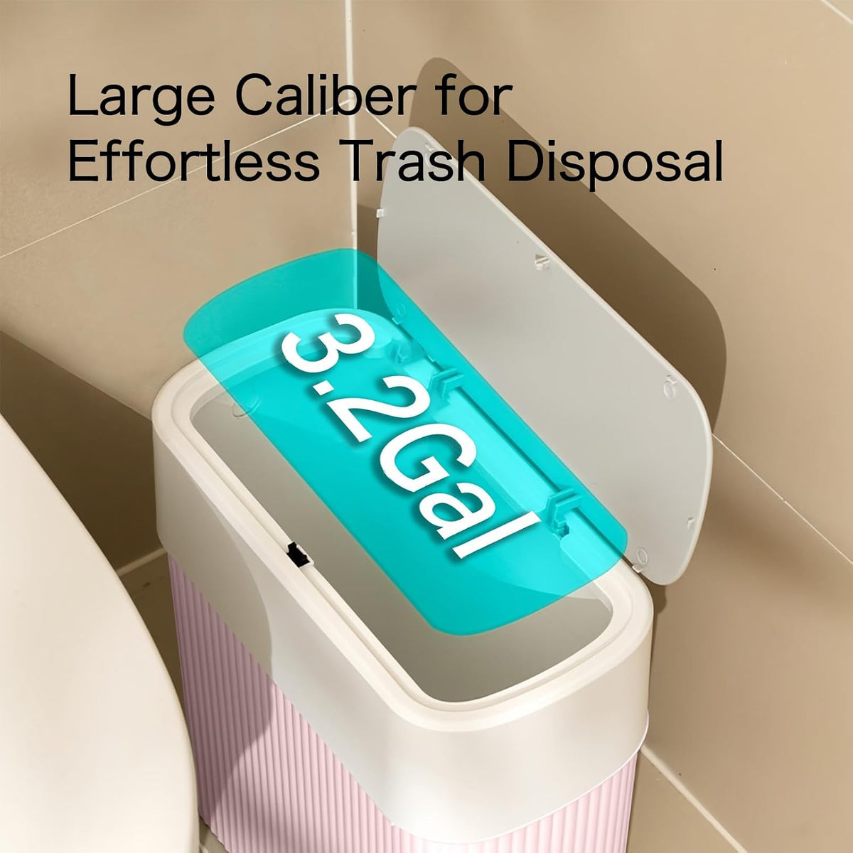 Bathroom Trash Can with Lid, 12L Small Plastic Garbage Can for Kitchen with Press Top Lid, 3.2 Gallon Slim Dog Proof Wastebasket Trash Bin for Office, Bedroom, Living Room, Home Cabinet-Pink