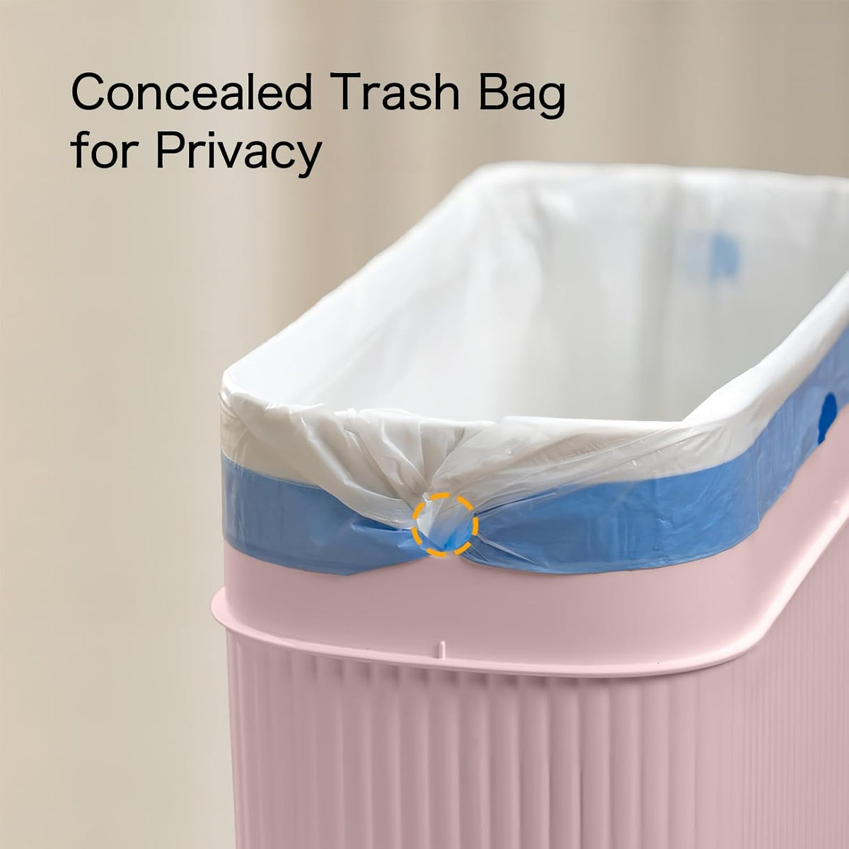 Bathroom Trash Can with Lid, 12L Small Plastic Garbage Can for Kitchen with Press Top Lid, 3.2 Gallon Slim Dog Proof Wastebasket Trash Bin for Office, Bedroom, Living Room, Home Cabinet-Pink