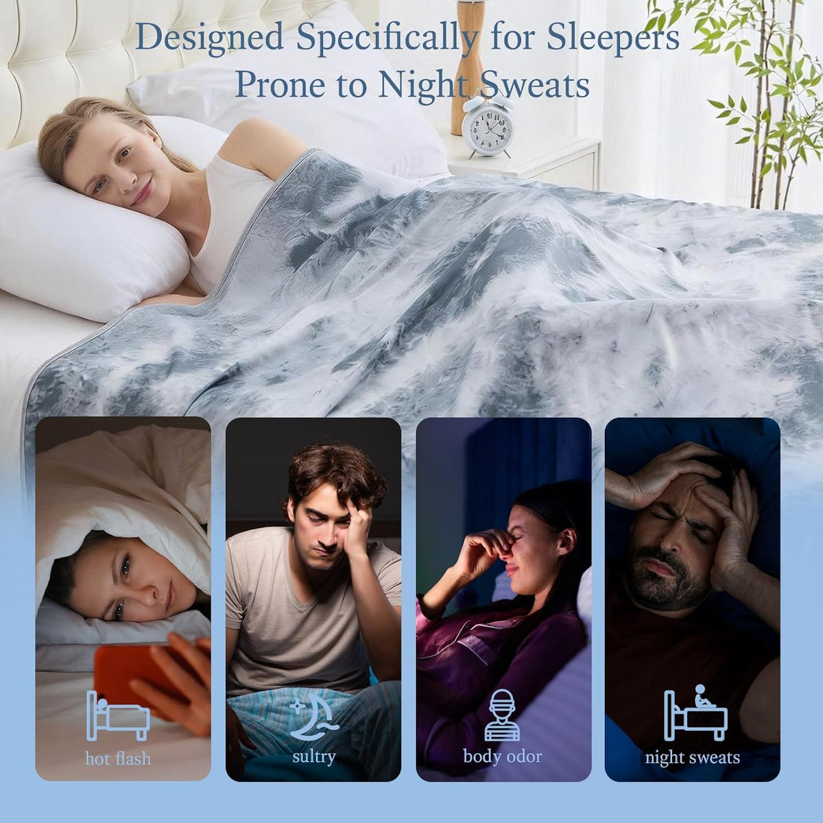 Cooling Blanket Throw Size (50"x70"), Cooling Blankets for Hot Sleepers, Absorbs Heat to Keep Body Cool – Cold Blankets for Sleeping, Ice Blanket for Bed Couch Sofa，All Season Use