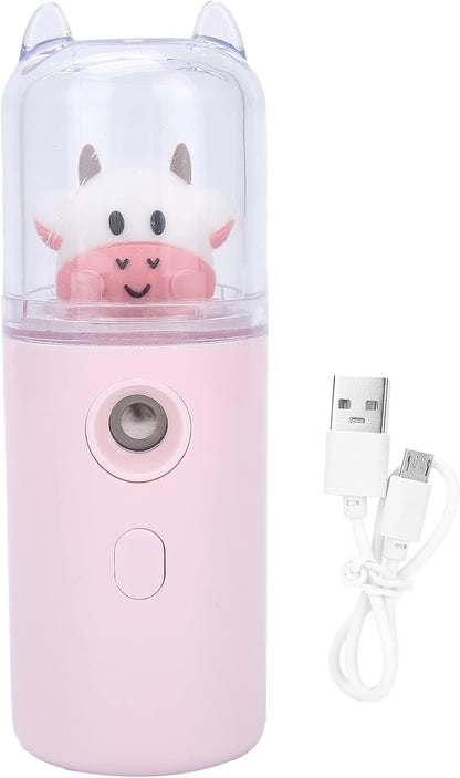 Nano Facial Mister, Cute Cartoon Animal Facial Mist Sprayer Mini Hydrating Moisturizing Cool Mist Handheld Facial Sprayer Portable Home Office Skin Moisturizing Spray(pink)