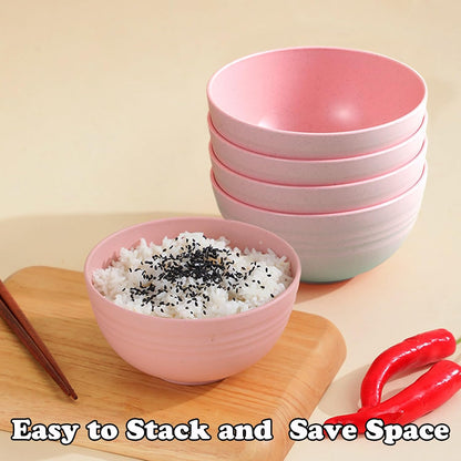 Unbreakable Wheat Straw Cereal Bowls 20 OZ Reusable Soup and Salad Bowl Set