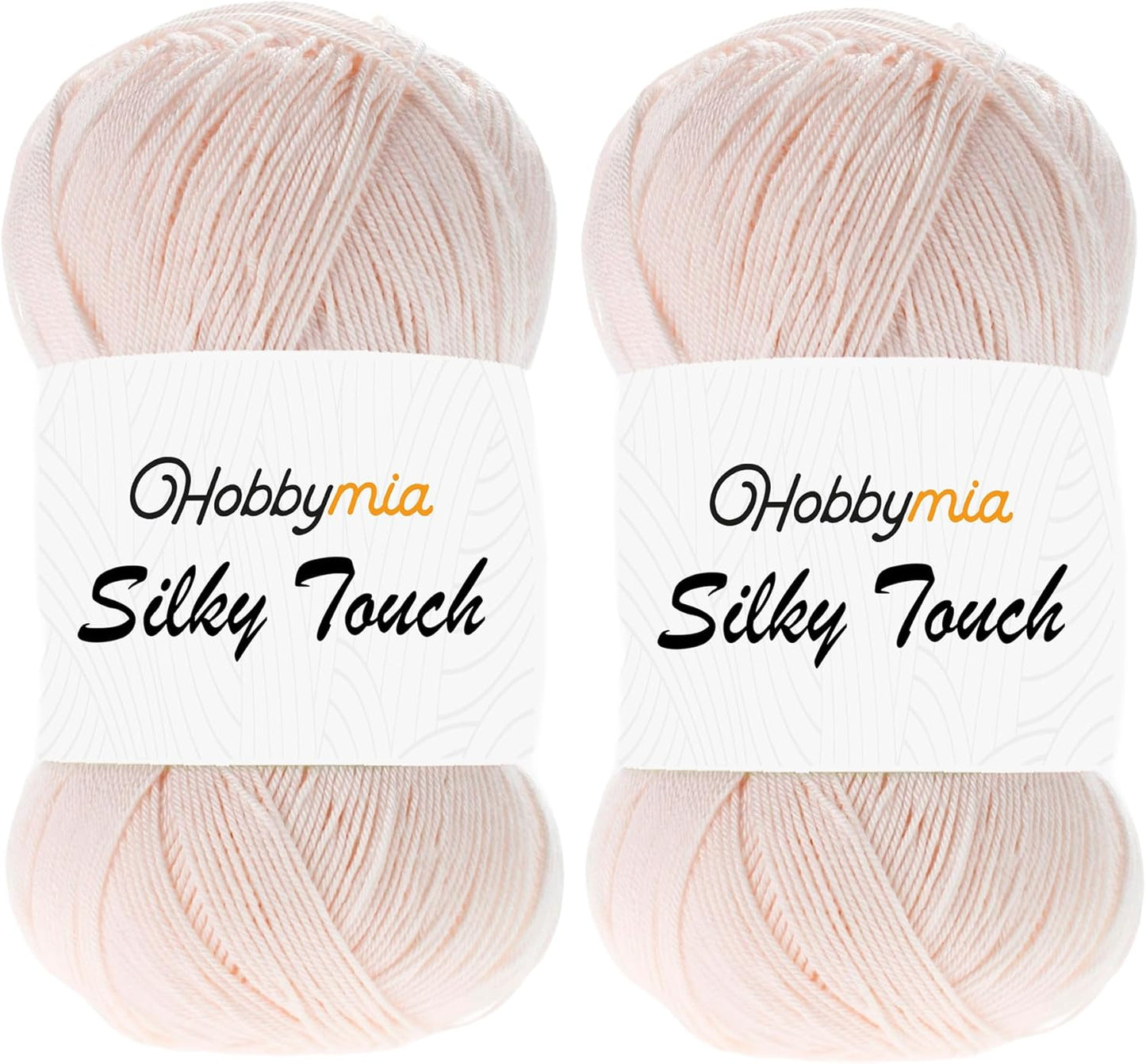 Silky Touch Acrylic Yarn - Soft Sport Weight Yarn for Crochet & Knitting - 100g / 383yds - 100% Microfiber Acrylic - Lightweight Fine Smooth Yarn(Pink - Light Peach, 2 Skeins)