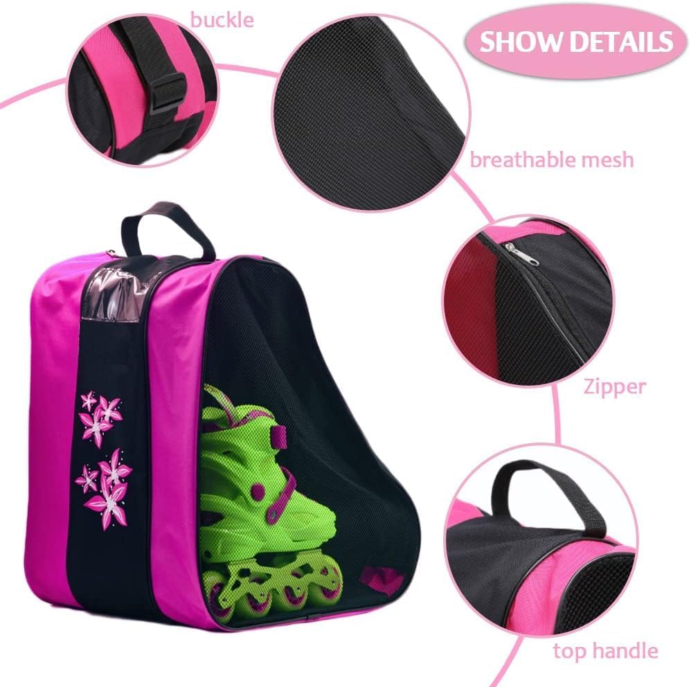 Ice Skate Bag, Large Capacity Skating Bag for Quad, Inline, Rollerblade, Figure & Ice Hockey Skates Protective Accessories for Girls