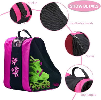 Ice Skate Bag, Large Capacity Skating Bag for Quad, Inline, Rollerblade, Figure & Ice Hockey Skates Protective Accessories for Girls