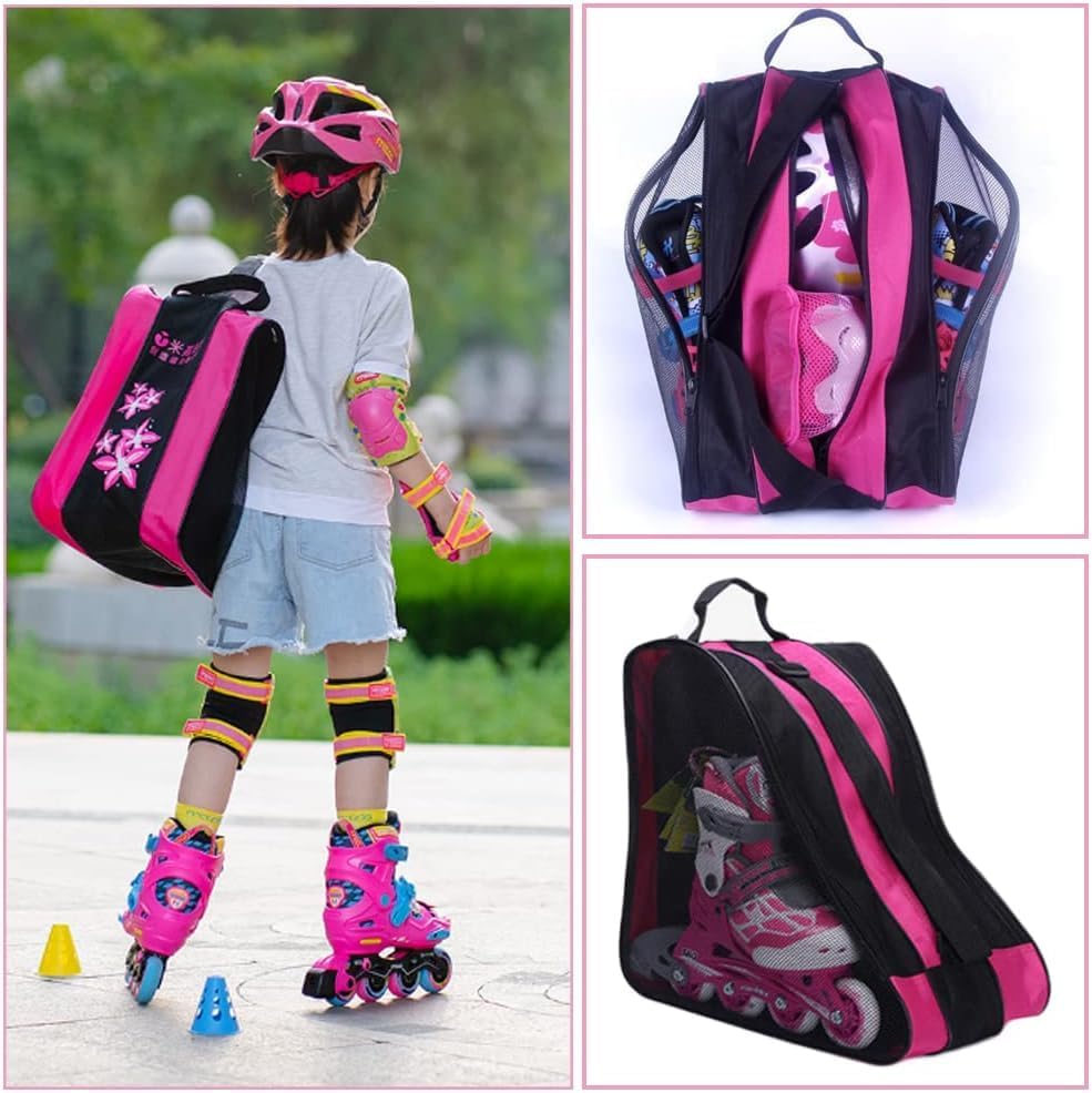 Ice Skate Bag, Large Capacity Skating Bag for Quad, Inline, Rollerblade, Figure & Ice Hockey Skates Protective Accessories for Girls