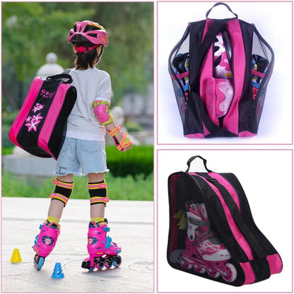 Ice Skate Bag, Large Capacity Skating Bag for Quad, Inline, Rollerblade, Figure & Ice Hockey Skates Protective Accessories for Girls
