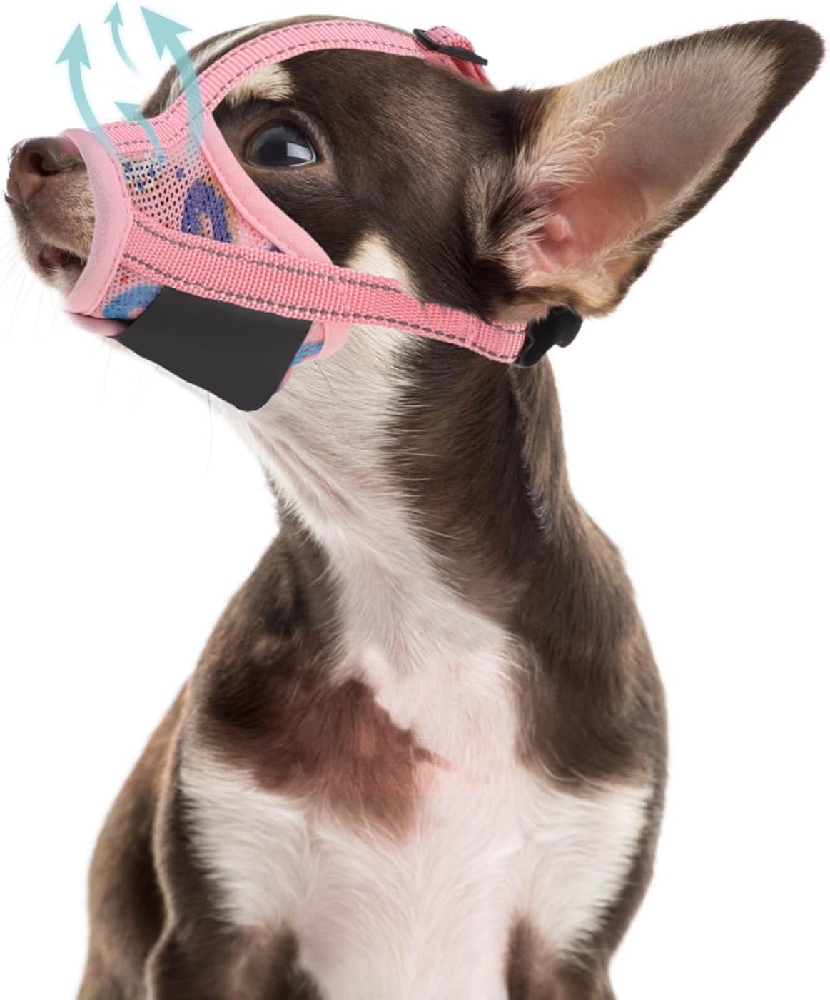 Dog Muzzle, Soft Muzzle Anti Biting Barking Chewing, Comfortable Air Mesh Mouth Guard Breathable Adjustable Loop Pets Muzzle for Small Medium Large Dogs, Allows Panting Drinking, Pink Donut S
