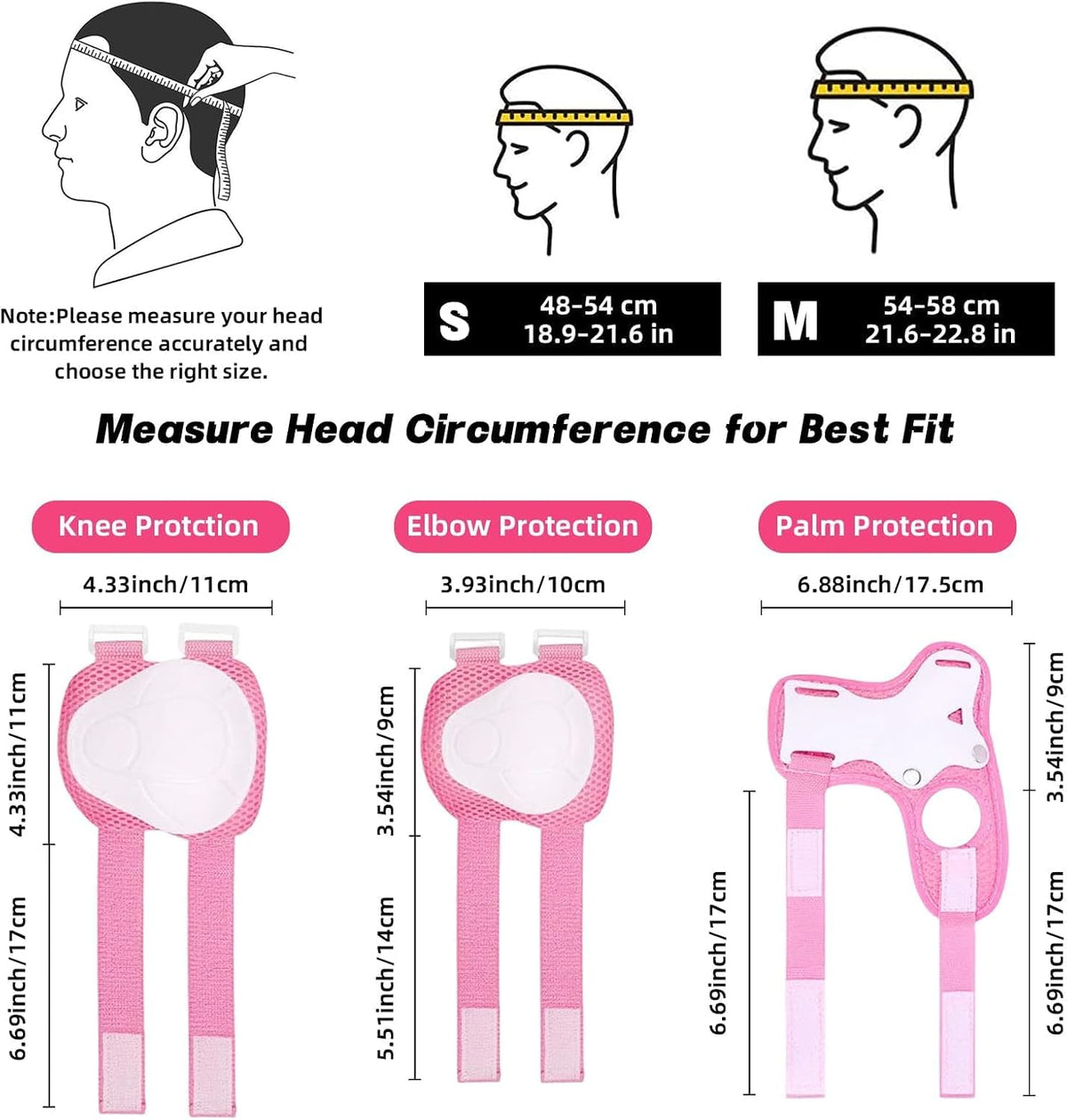 Kids Bike Helmet for Ages 2-14, Adjustable Safety Toddler Helmet with Protective Gear Set, Skateboard Scooter Helmets with Knee Elbow Pads Wrist Guards