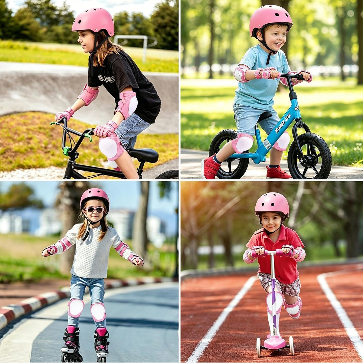 Kids Bike Helmet for Ages 2-14, Adjustable Safety Toddler Helmet with Protective Gear Set, Skateboard Scooter Helmets with Knee Elbow Pads Wrist Guards