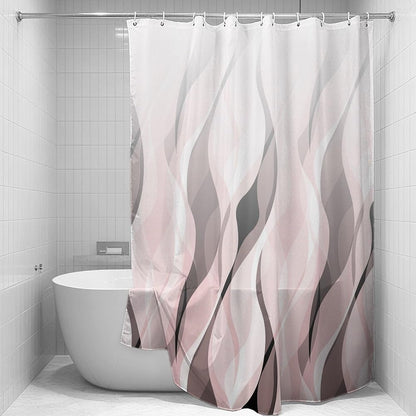 Pink Ombre Striped Shower Curtain for Bathroom Decor Pink Brown Abstract Ombre Geometric Waves Shower Curtain Modern Art Minimalist Bath Curtains Waterproof Shower Curtains Set,72x72inch
