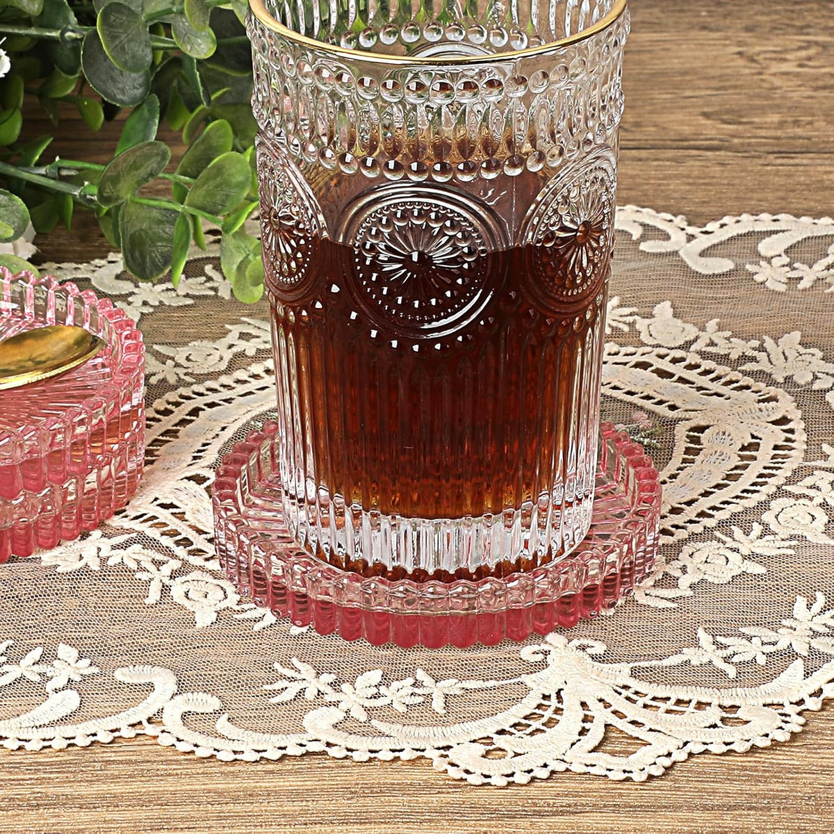 Set of 5 Heat-Resistant Clear Glass Coaster for Hot and Cold Drinks