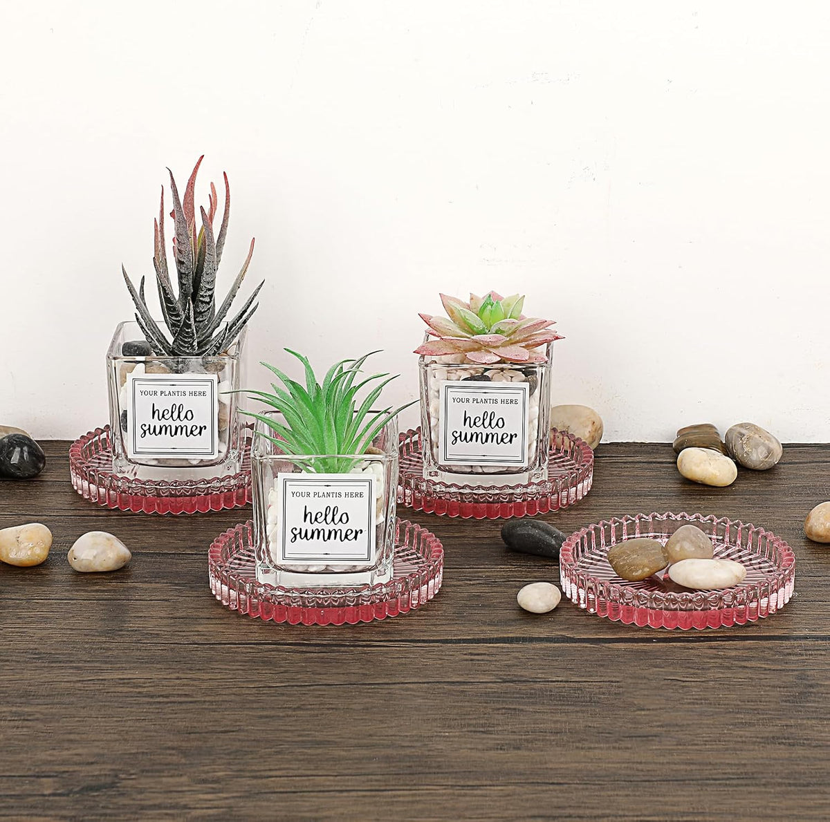 Set of 5 Heat-Resistant Clear Glass Coaster for Hot and Cold Drinks