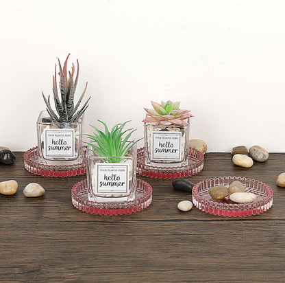 Set of 5 Heat-Resistant Clear Glass Coaster for Hot and Cold Drinks