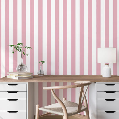 Pink and White Striped Peel and Stick Wallpaper 17.3"x80"