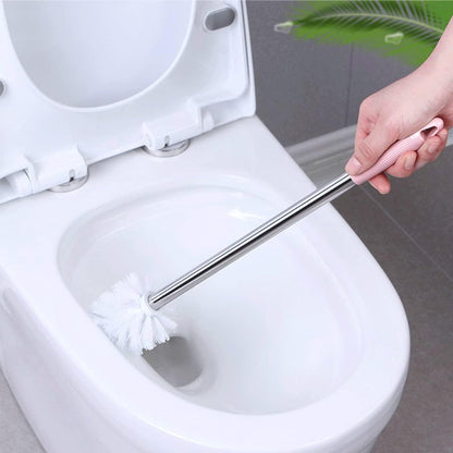 Toilet Brush with Holder Set, Toilet Brush Holder, Stainless Steel Handle Toilet Scrubber Brush with Strong Bristles for Bathroom Toilet Easy Cleaning (Pink)