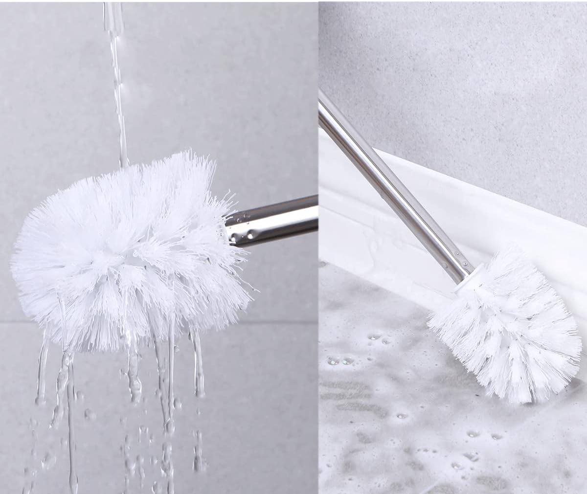 Toilet Brush with Holder Set, Toilet Brush Holder, Stainless Steel Handle Toilet Scrubber Brush with Strong Bristles for Bathroom Toilet Easy Cleaning (Pink)