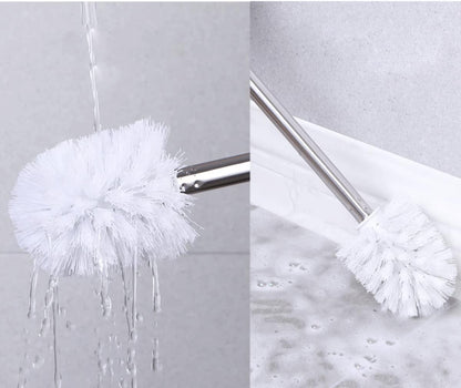 Toilet Brush with Holder Set, Toilet Brush Holder, Stainless Steel Handle Toilet Scrubber Brush with Strong Bristles for Bathroom Toilet Easy Cleaning (Pink)