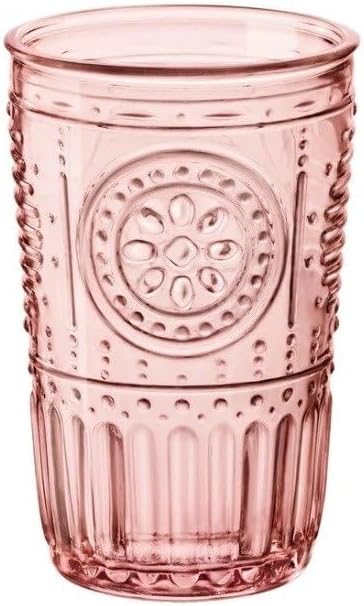 Romantic Set Of 4 Tumbler Glasses, 11.5 Oz. Colored Crystal Glass, Cotton Candy Pink, Made In Italy.