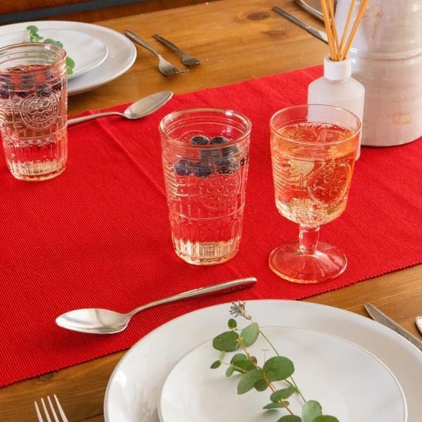 Romantic Set Of 4 Tumbler Glasses, 11.5 Oz. Colored Crystal Glass, Cotton Candy Pink, Made In Italy.