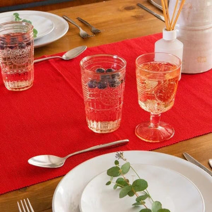 Romantic Set Of 4 Tumbler Glasses, 11.5 Oz. Colored Crystal Glass, Cotton Candy Pink, Made In Italy.