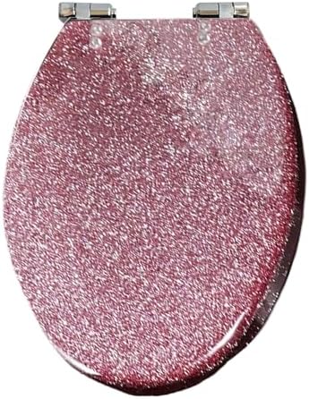 Glitter Toilet Seat, Resin Toilet Seat Elongated Soft Close Quick Release Heavy Duty Toilet Seats with Glitter Cover(Pink)