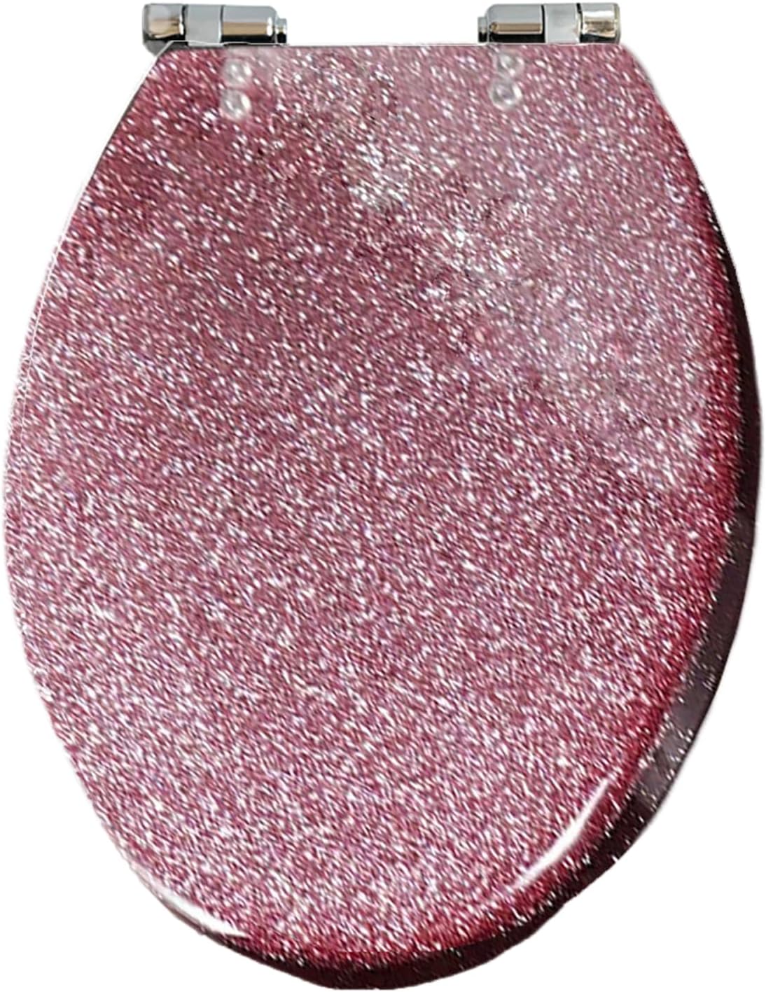 Glitter Toilet Seat, Resin Toilet Seat Elongated Soft Close Quick Release Heavy Duty Toilet Seats with Glitter Cover(Pink)