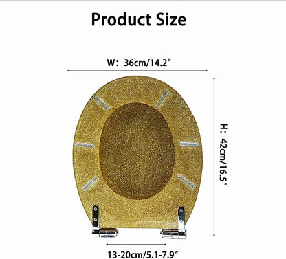 Glitter Toilet Seat, Resin Toilet Seat Elongated Soft Close Quick Release Heavy Duty Toilet Seats with Glitter Cover(Pink)