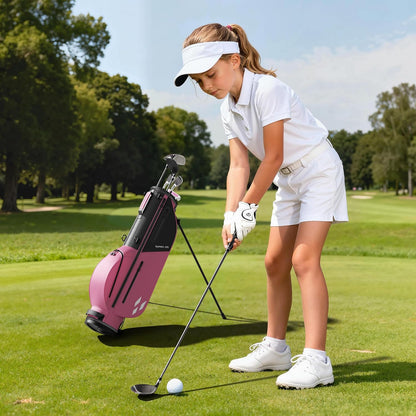 5/6/7 Pieces Kids Golf Clubs Set - Youth Golf Clubs Junior Set Ages 3-14 Includes Stand Bag, 1# Driver, 5# Hybrid, 7#, PW# Irons and Putter Right/Left Hand for Boys Girls
