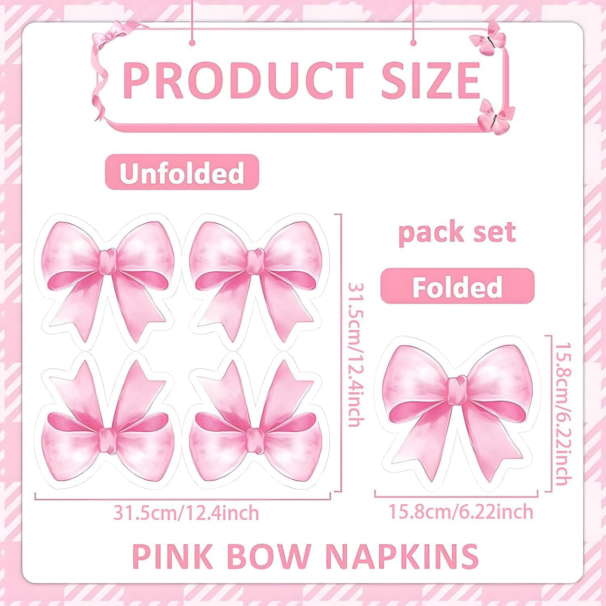 Pink Bow Coquette Napkins - 4-ply 50PCS Bow Theme Birthday Party,Bachelorette Decorations,Bridal Engagement Decor,Coquette Cute Supplies,Girl Wedding Baby Shower Tableware