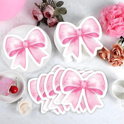 Pink Bow Coquette Napkins - 4-ply 50PCS Bow Theme Birthday Party,Bachelorette Decorations,Bridal Engagement Decor,Coquette Cute Supplies,Girl Wedding Baby Shower Tableware
