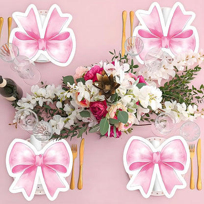 Pink Bow Coquette Napkins - 4-ply 50PCS Bow Theme Birthday Party,Bachelorette Decorations,Bridal Engagement Decor,Coquette Cute Supplies,Girl Wedding Baby Shower Tableware