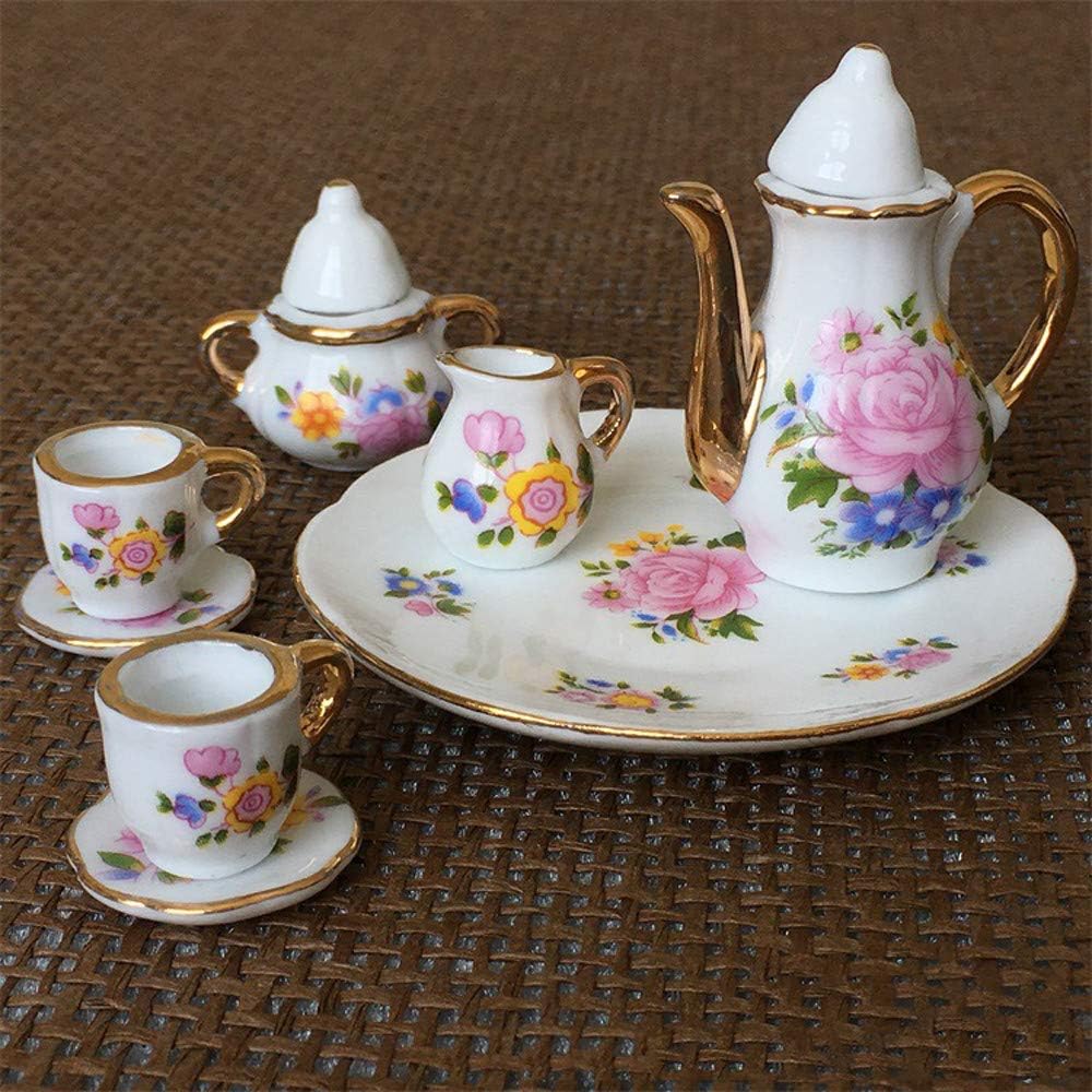 Dollhouse Miniature Kitchen Dining Ware Porcelain Tea Cup Set, 8pcs