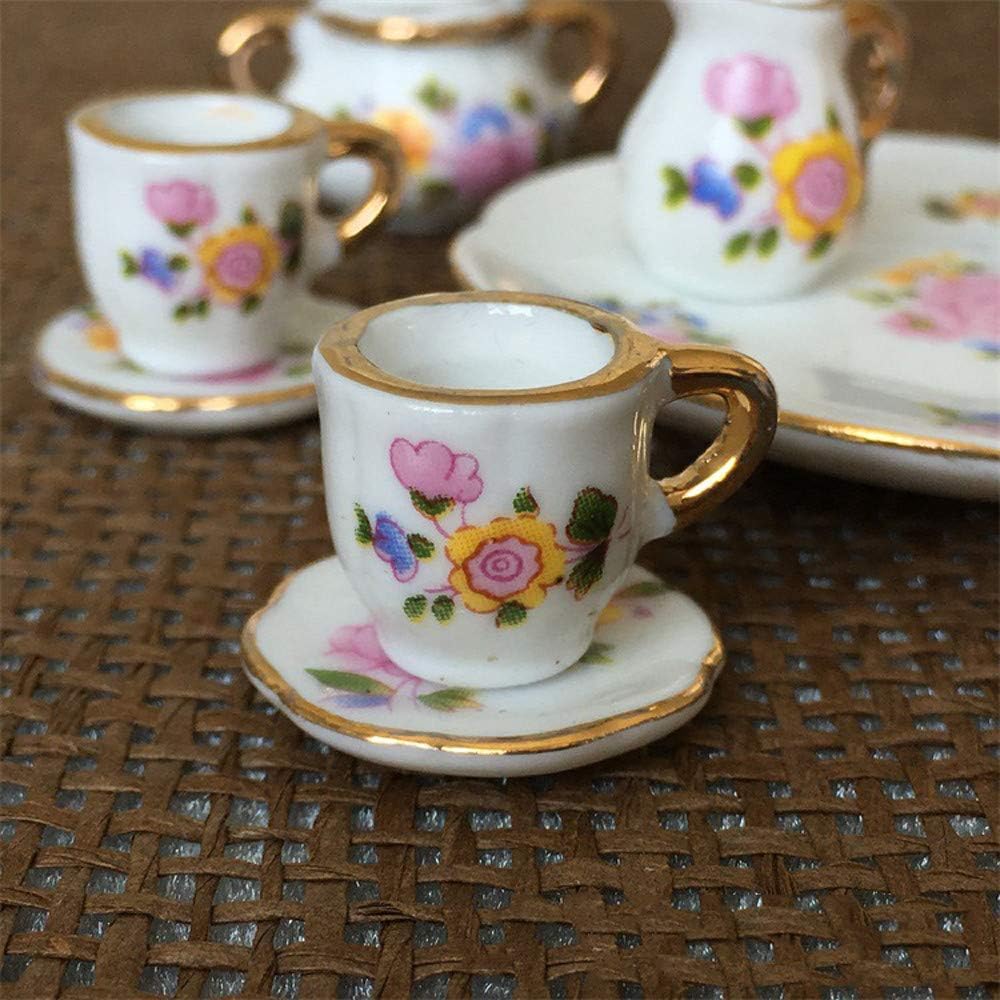 Dollhouse Miniature Kitchen Dining Ware Porcelain Tea Cup Set, 8pcs
