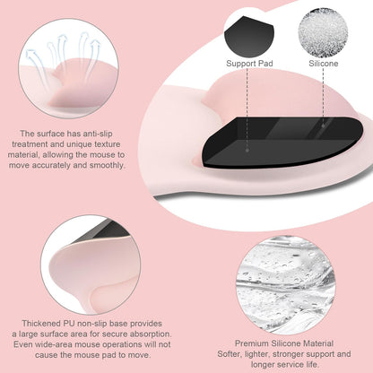 Wrist Rest Support for Mouse Pad&Keyboard Set, Chalk Pink