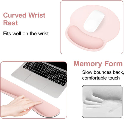 Wrist Rest Support for Mouse Pad&Keyboard Set, Chalk Pink