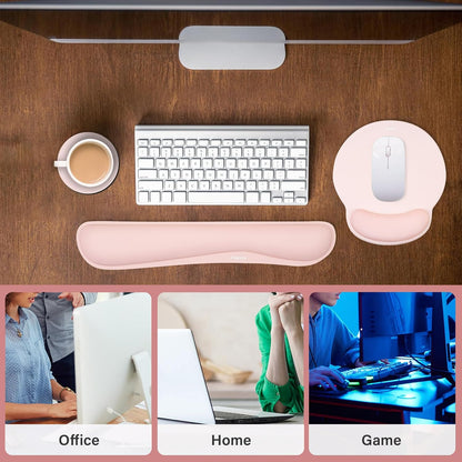 Wrist Rest Support for Mouse Pad&Keyboard Set, Chalk Pink
