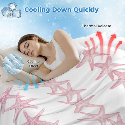 Cooling Blanket for Hot Sleepers, Light Pink Starfish Coastal Lightweight Breathable Summer Blanket, Nautical Summer Ocean Modern Double-Side Cool Throw Blankets for Sleeping Travel, 30"x40"