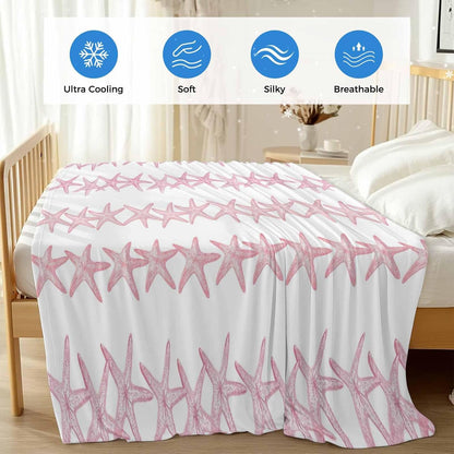 Cooling Blanket for Hot Sleepers, Light Pink Starfish Coastal Lightweight Breathable Summer Blanket, Nautical Summer Ocean Modern Double-Side Cool Throw Blankets for Sleeping Travel, 30"x40"