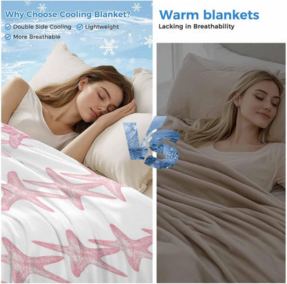 Cooling Blanket for Hot Sleepers, Light Pink Starfish Coastal Lightweight Breathable Summer Blanket, Nautical Summer Ocean Modern Double-Side Cool Throw Blankets for Sleeping Travel, 30"x40"