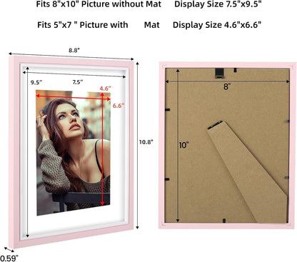8x10 Picture Frame Set of 4, Pink Picture Frames, Wooden